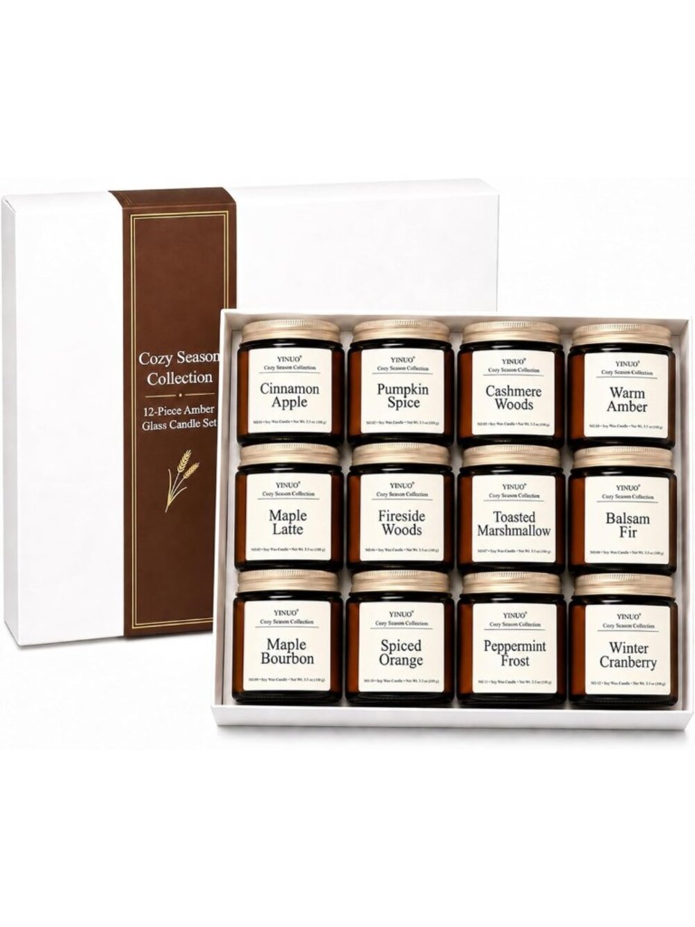 12 Pack Fall & Winter Scented Candles Gift Set - Cozy Home Aromatherapy 3.5 oz